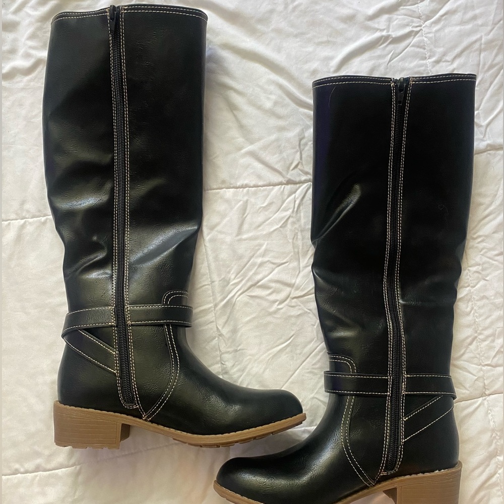 Black knee high boots
